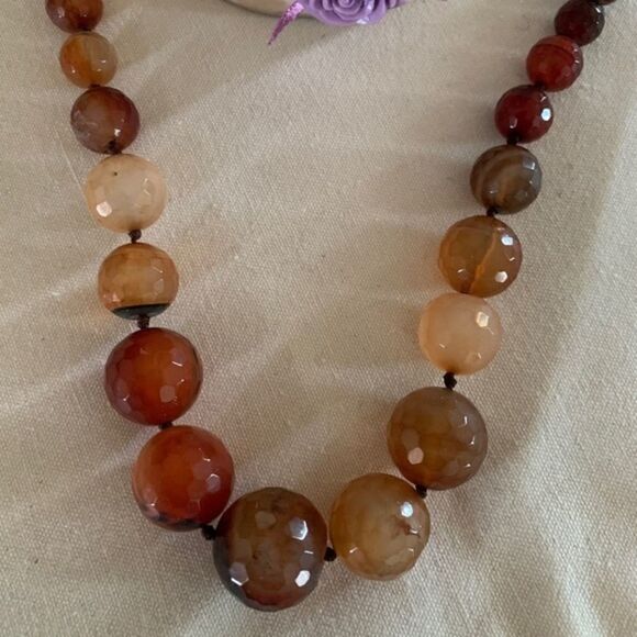 NWOT GENUINE CARNELIAN KNOTTED BEADS NECKLACE - Picture 2 of 6